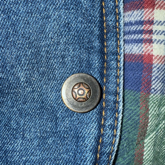 Vintage Maxwear Flannel Lined Denim Chore/Barn Jacket with Leather Collar M-XL - Picture 10 of 12